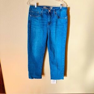 7 For All Mankind Womens Shelby Md Wash Tower Straight Cropped Jeans, 8 Hi Waist